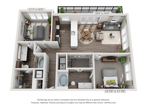 a 1 bedroom floorplan is shown in this image
